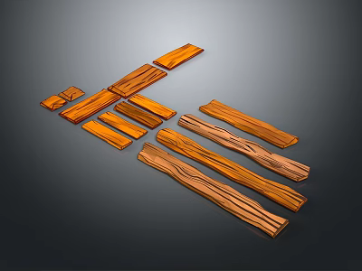Natural Wooden Construction Strips With Grain Patterns For Interior Decoration 3d model