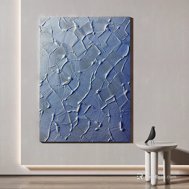 Abstract Blue Textured Artwork As Wall Decor In Minimal Space 3d model