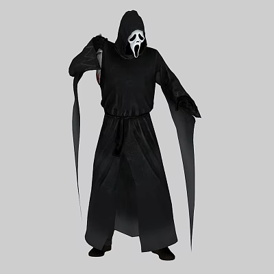 Game And Movie Character Wearing Black Robe With White Skull Mask Standing Pose 3d model Game And Movie Character Wearing Black Robe With White Skull Mask Standing Pose 3d model