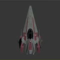 3D Model Fighter Jet With Unique Angled Wings Silver Body And Pink Components 3d model