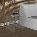 Modern Gold Side Table With Sofa Blinds Light Shadow And Glasses On Top 3d model