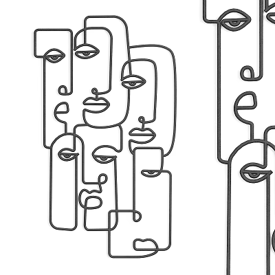 Abstract Line Art Wall Decor With Face Patterns For Modern Home Interior 3d model