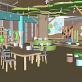 Library Tooling Bookshelf Book Bar Reading Room Magazines Reading Comics 3d model