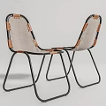Modern Accent Chairs With Black Metal Frame Beige Fabric Seat And Brown Leather Accents