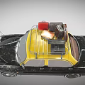 Vintage Black And Yellow Car With Roof Rack Carrying Luggage
