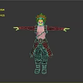 3D Character With Red Spiky Hair Black Long Sleeves Red Vest Black Pants And Boots