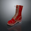 Red Velvet Lace Up Boots With White Sole Stylish Fashionable Footwear For Daily Wear