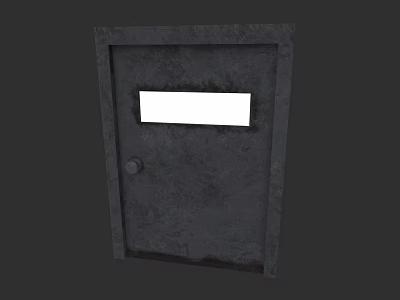 Dark Gray Metal Door With Small Rectangular Window And Round Handle 3d model