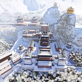 Chinese Ancient Architecture Henan Laojun Mountain Temple Ancient Architecture 3d model