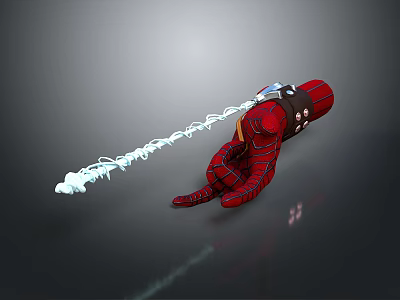 Spider Man 3D Render In Red Costume With Web Shooting Action 3d model
