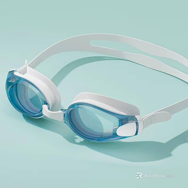 Modern Swimming Goggles With Blue Lenses White Frame And Comfortable Lightweight Design 3d model 