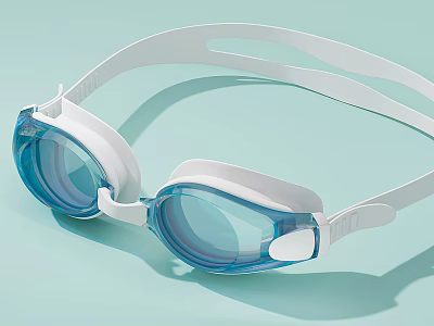 Modern Swimming Goggles With Blue Lenses White Frame And Comfortable Lightweight Design 3d model