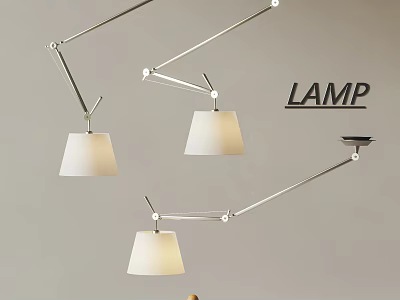 Modern Pendant Lamps With Adjustable Metal Arms And White Shades For Interior Decor 3d model