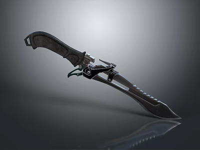 Tactical Military Knife With Serrated Blade And Ergonomic Black Handle 3d model