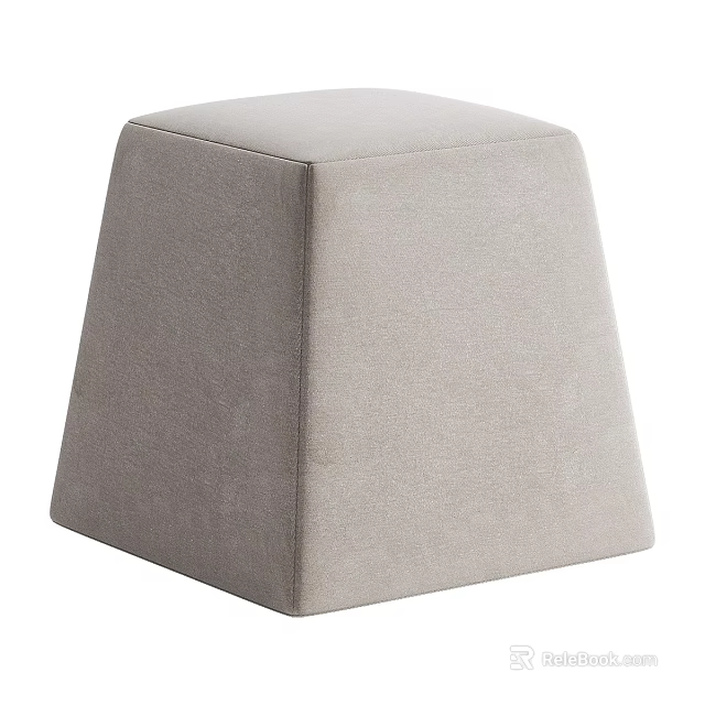 Modern Gray Fabric Upholstered Ottoman With Tapered Design For Living Room Furniture 3d model 