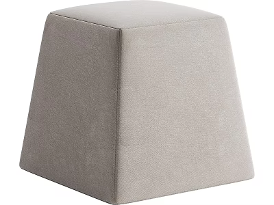 Modern Gray Fabric Upholstered Ottoman With Tapered Design For Living Room Furniture 3d model