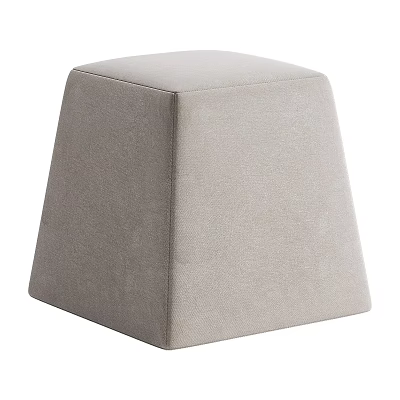 Modern Gray Fabric Upholstered Ottoman With Tapered Design For Living Room Furniture 3d model