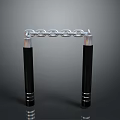 Nunchucks Weapon With Black Metal Handles And Silver Chain Link Design