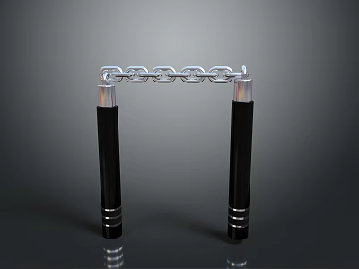 Nunchucks Weapon With Black Metal Handles And Silver Chain Link Design 3d model Nunchucks Weapon With Black Metal Handles And Silver Chain Link Design 3d model