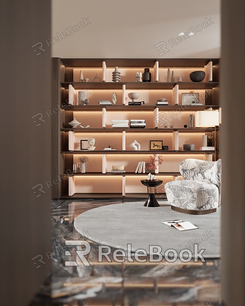 Light Luxury Study Open Bookcase model