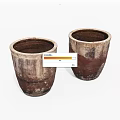 Two Vintage Ceramic Pots With Rustic Brown And Cream Textured Finish