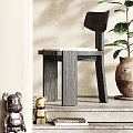 Modern Green Accent Chair With Abstract Wall Art Floor Lamp Potted Plant And Figurine