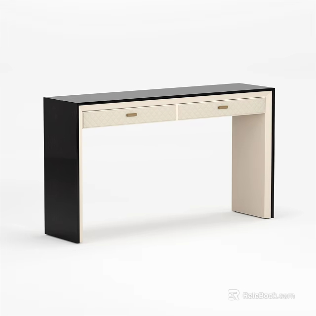 Modern Black And White Dressing Table With Two Drawers And Sleek Design 3d model