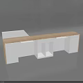 Modern Reception Desk With Wooden Panel And White Surface Featuring LOGO 3d model
