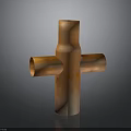 Cross Shaped Copper Pipe Fitting With Orange Finish And Four Ports