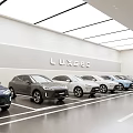Modern LUXEED Parking Lot With Neatly Parked Multiple Cars In Orderly Rows And Bright Lighting