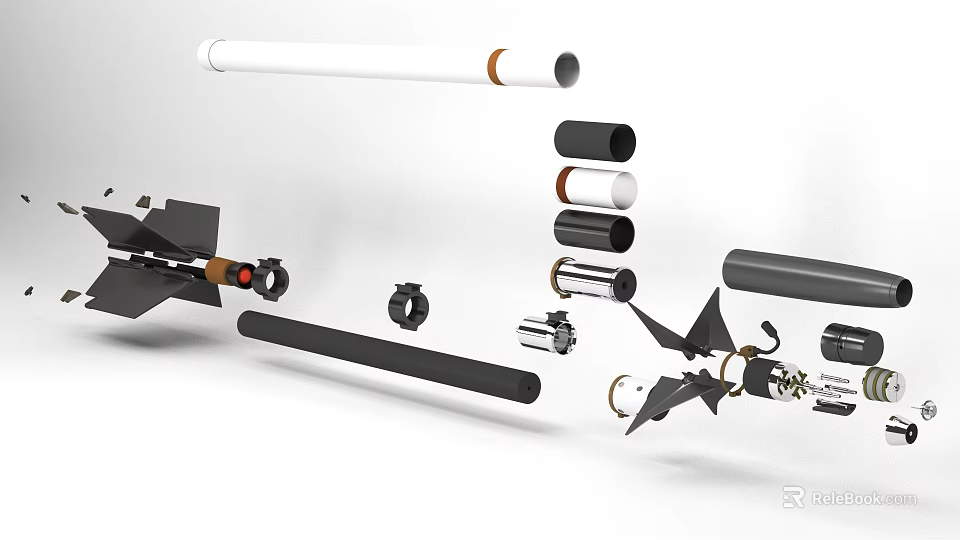 Modern Weapon Parts Featuring Assorted Barrels Metal Components And Tactical Accessories 3d model 