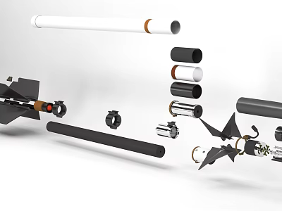 Modern Weapon Parts Featuring Assorted Barrels Metal Components And Tactical Accessories 3d model