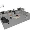 Modern L Sofa and Round Coffee Table Set with Cushions Floor Lamp Accent Chair