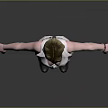 3D Female Character Wearing White Top And Pants With Red Belt Standing In Gray Background