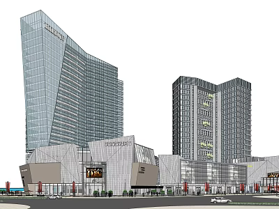 Modern Commercial Street With High Rise Buildings Retail Stores And Contemporary Facade Design 3d model