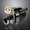 Vintage Electronic Video Camera With Large Lens Tape Cassette And Display Screen