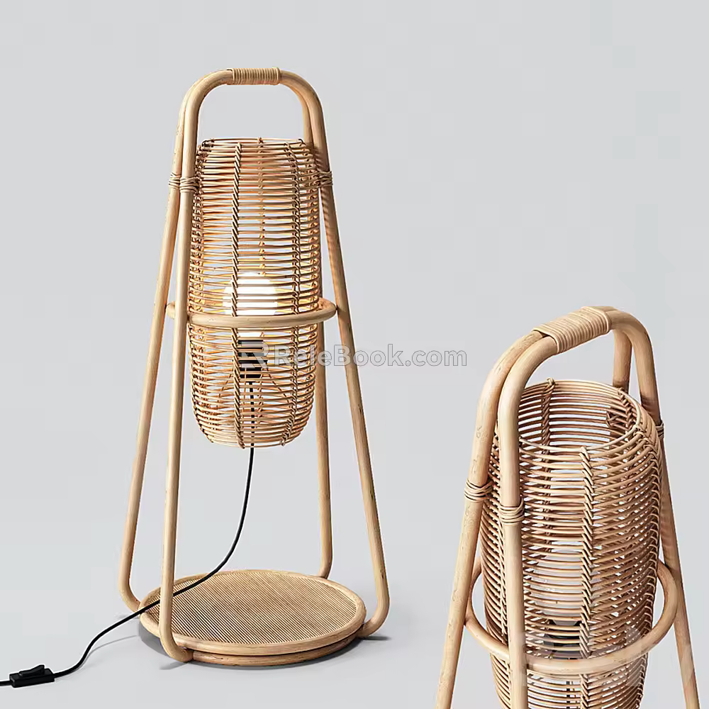 Southeast Asia Table Lamp Rattan Table Lamp 3d model