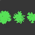 Decorative Ornament Sets with Three Green Trees in Various Sizes and Human Figure Scale