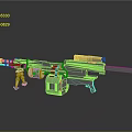 High Pressure Water Gun With Green Yellow Details And Multiple Components On Black Reflective Surface