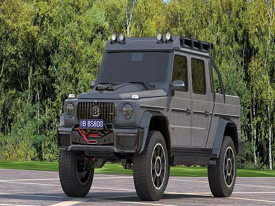 Gray Off Road Pickup Truck In Outdoor Scene 3d model