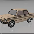 Light Brown Classic Four Door Car With Round Headlights White Wheels And Vintage Design