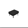 Stylish Dark Blue Textured Ottoman With Black Thin Legs Modern Design