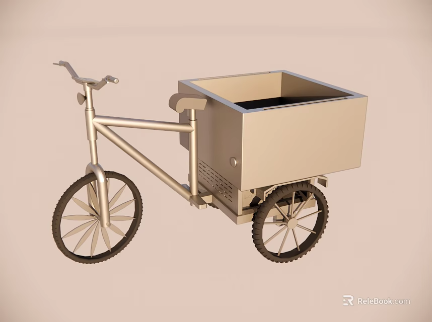 Modern Cargo Tricycle With Square Storage Box Three Wheel Design For Transportation 3d model 
