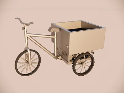 Modern Cargo Tricycle With Square Storage Box Three Wheel Design For Transportation 3d model