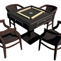 Mahjong Entertainment Table with Drawers and Four Matching Wooden Armchairs for Home Game Room