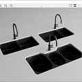 Modern Black Stainless Steel Kitchen Sinks With Faucets And Double Bowls Design