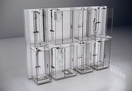Modern shower room shower cubicle combination 3d model
