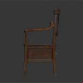 Classic Wooden Leisure Chair With Armrest Curved Backrest And Vintage Design Structure
