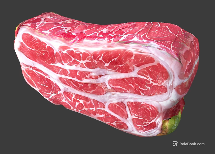 Premium Fresh Raw Beef with Marbled Texture and Red White Color 3d model 