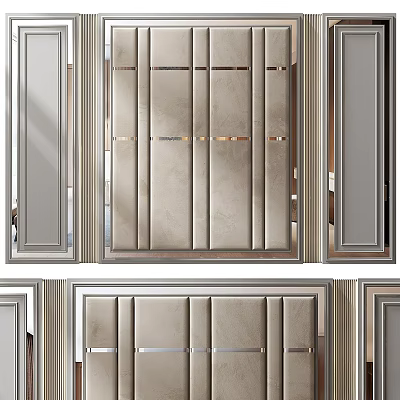 Modern Sophisticated Upholstered Wall With Metal Strips And Paneled Design For Interior 3d model